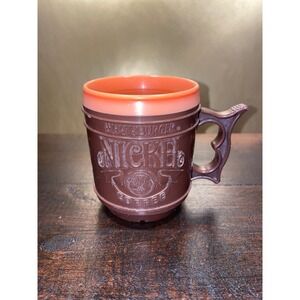 Whataburger Nickel Coffee‎ Brown Orange Plastic Travel Novelty Mug Cup 1980's